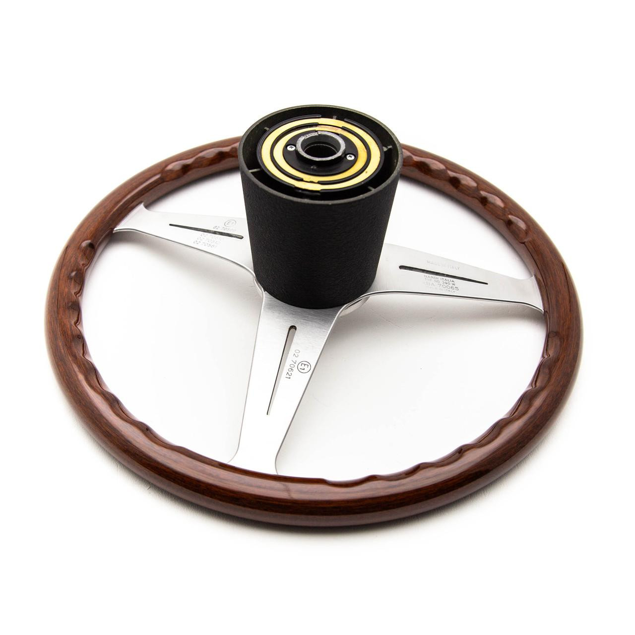 Mercedes-Benz 107 Dark African Mahogany Steering Wheel (Silver