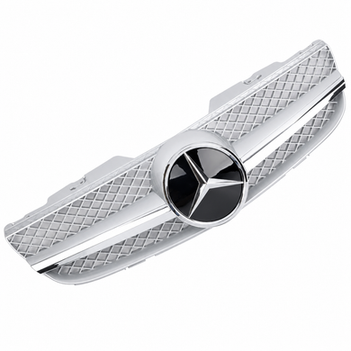 Mercedes-Benz SL R230 AMG Look Silver Front Grille with Chrome Fins and Star - 2006-2008