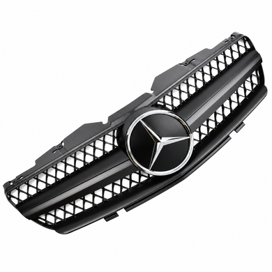 Mercedes-Benz SL R230 AMG Look Matt Black Front Grille with Chrome Star - 2001-2006