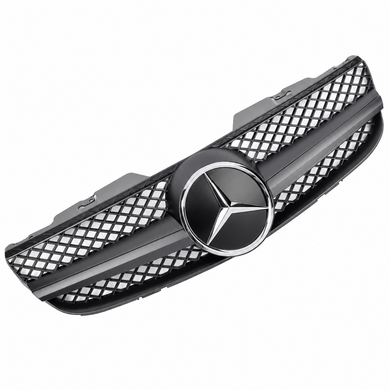 Mercedes-Benz SL R230 AMG Look Matt Black Front Grille with Chrome Star - 2006-2008