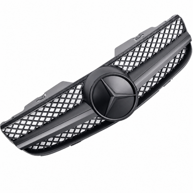 Mercedes-Benz SL R230 AMG Look Matt Black Front Grille with Matt Black Star - 2006-2008