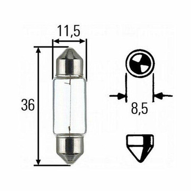 Elring Mercede-Benz SL 107 Rear Sidelight and Header Rail and Number Plate Bulb 12v 5w