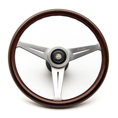  Mercedes-Benz 107 Dark African Mahogany Steering Wheel (Silver Spokes) 