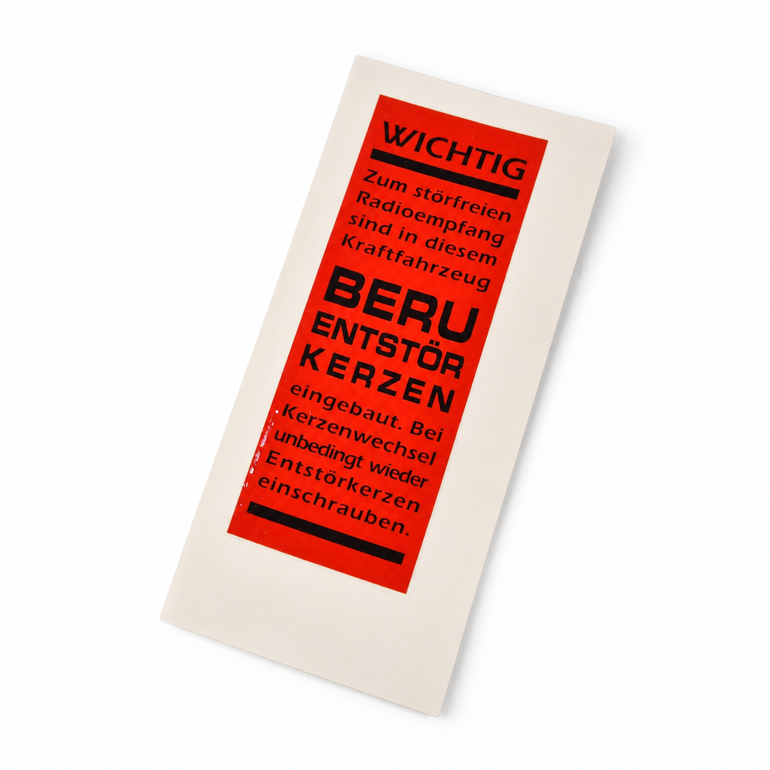 Mercedes-Benz 190 SL W121 BERU Spark Plug Suppressor Label