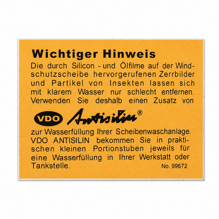Mercedes-Benz 190 SL W121 VDO Antisilin Washer Bag Sticker
