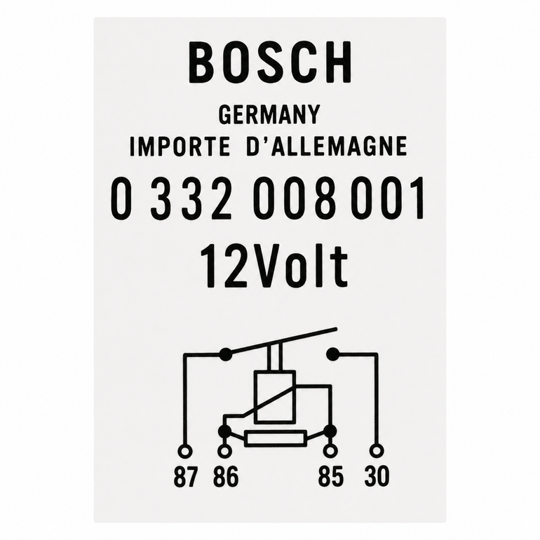 Mercedes-Benz SL W113 Pagoda Dry Transfer Sticker for BOSCH Cold start Injector Relay - 0332008001
