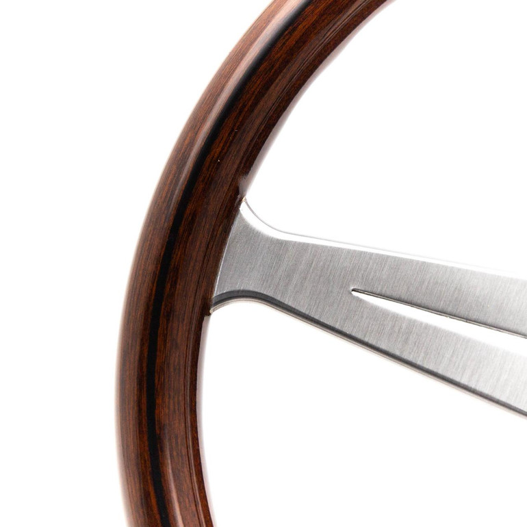  Mercedes-Benz 107 Dark African Mahogany Steering Wheel (Silver Spokes) 