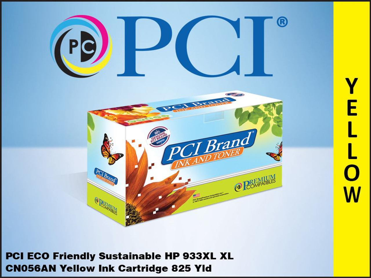 PCI Brand Remanufactured HP 933XL CN056AN Yellow Inkjet 825 Page for HP 6060, 6100, 6600, 6700, 7610, 7612 - Premium Compatibles