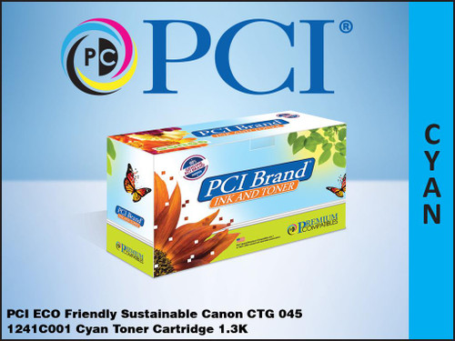 PCI Brand Canon 045 1241C001AA Cyan Toner Cartridge 1.3K Yield