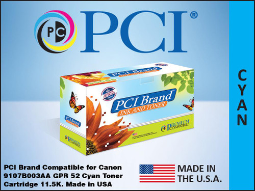 PCI Brand Canon 9107B003AA GPR52 Cyan Toner Cartridge