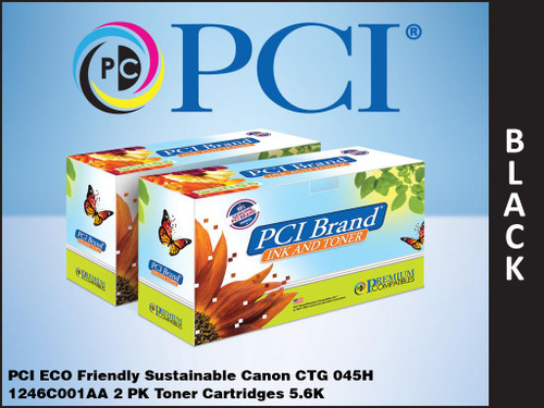 PCI Brand Canon 045 H 1246C001AA 2 Pack Black Toner 5.6K Yield