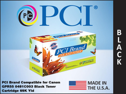 PCI Brand Canon 0481C003AA GPR55 Black Toner Cartridge 69K Yield