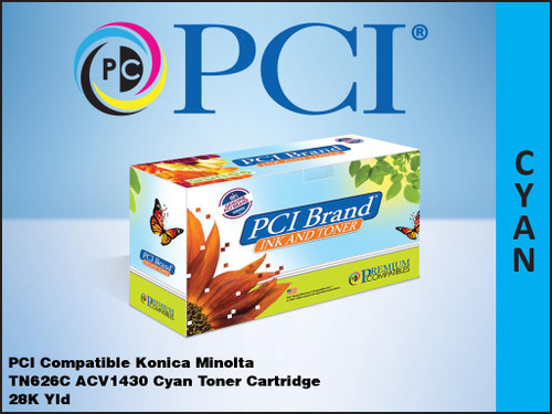 PCI Brand Konica Minolta TN626C ACV1430 Cyan Toner
