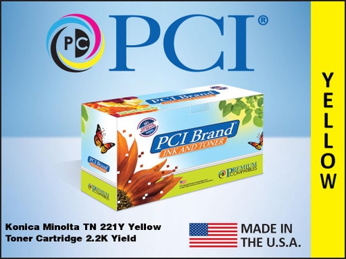 PCI Brand Konica Minolta TN221Y Yellow toner cartridge