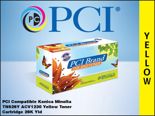 PCI Brand Konica Minolta TN626Y ACV1230 Yellow Toner
