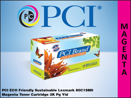 PCI Brand Lexmark 80C1SM0 801SM Magenta Toner Cartridge 2K Yield