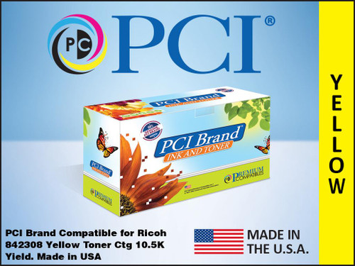 PCI Brand Ricoh 842308 Yellow Toner Cartridge