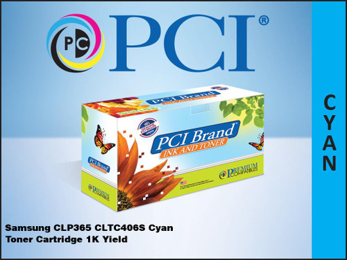 PCI Brand Samsung CLT C406S Cyan Toner Cartridge