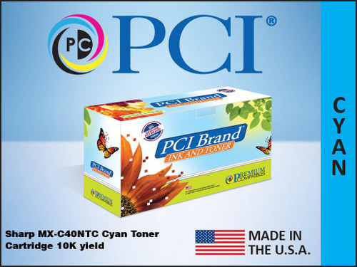 PCI Brand Sharp MX C40NTC Cyan Toner Cartridge