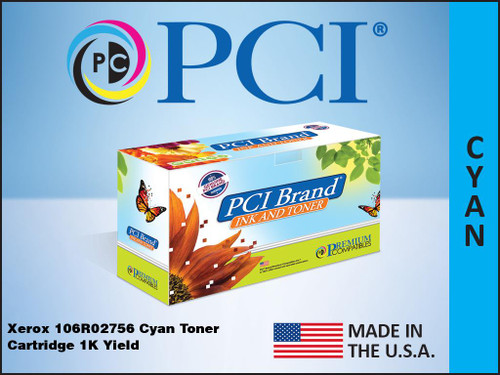 PCI Brand Xerox 106R02756 Cyan Toner Cartridge 1K
