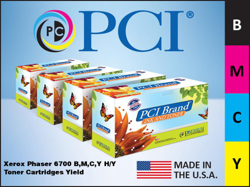 PCI Brand Xerox Phaser 6700CMYKHY BMCY Toner Cartridge