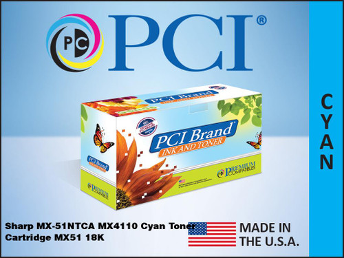 PCI Brand Sharp MX 51NTCA Cyan Toner Cartridge