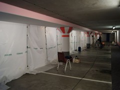 Curtain-Wall® provided a quick and reliable system needed to isolate this parking garage during renovation.