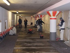 Curtain-Wall® provided a quick and reliable system needed to isolate this parking garage during renovation.