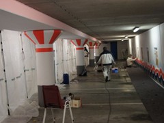 Curtain-Wall® provided a quick and reliable system needed to isolate this parking garage during renovation.