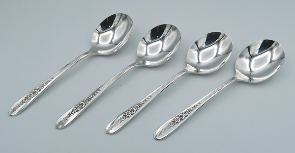 Royal Rose  by Nobility Plate Oneida 4-piece cream soup spoon set
