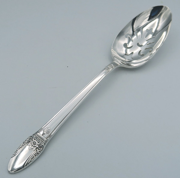 First Love by 1847 Rogers Bros pierced serving spoon