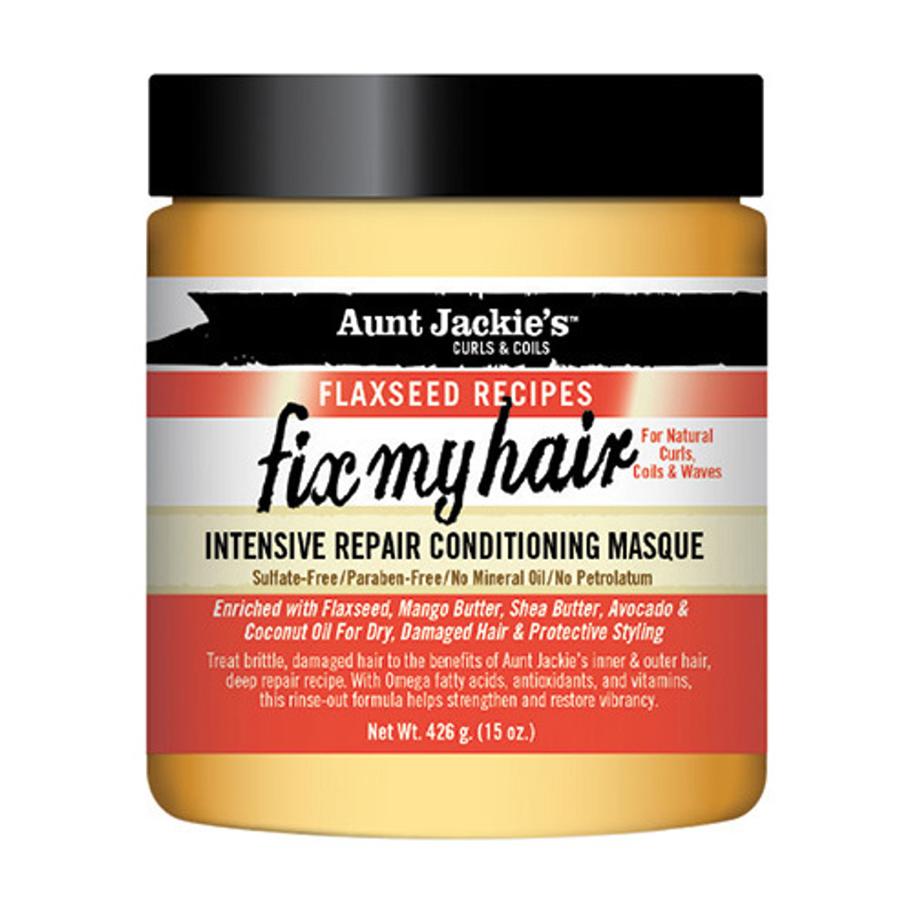 Aunt Jackie's Flaxseed Recipes Intensive Repair Conditioning Masque Fix My Hair 15 oz Aunt Jackie's Flaxseed Recipes Intensive Repair Conditioning Masque Fix My Hair 15 oz