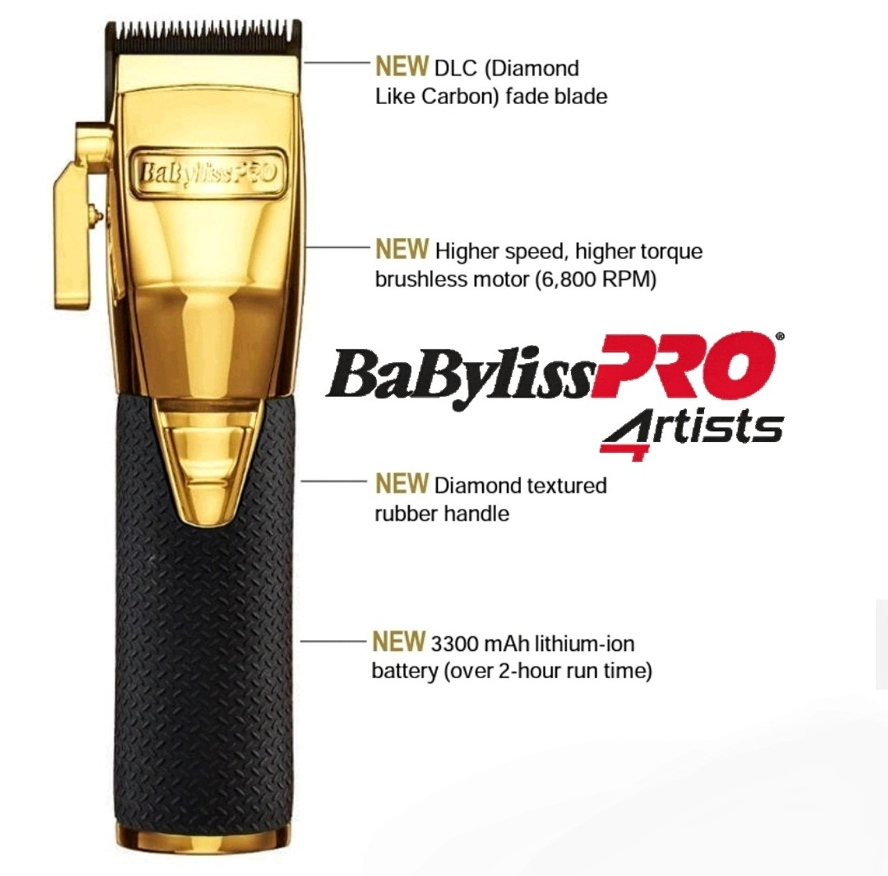 BaByliss PRO GOLDFX BOOST+ Metal Lithium Cordless Clipper 