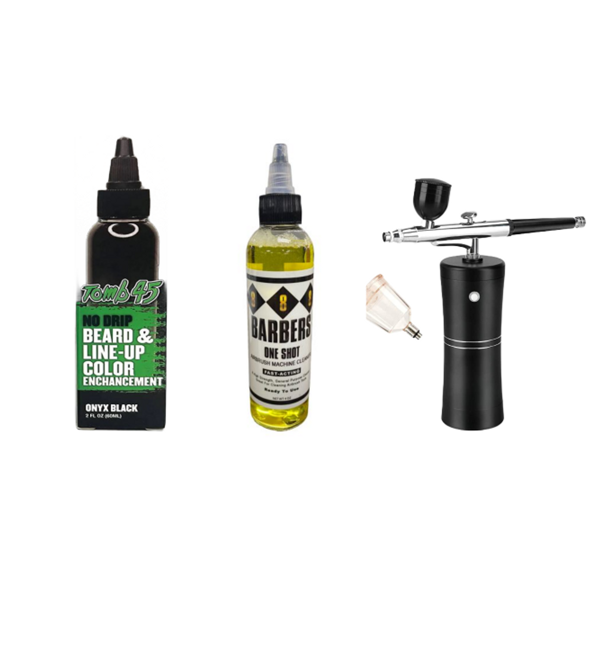 Airbrush Compressor, Tomb 45 No Drip Onyx Black, and 888 Airbrush Machine  Cleaner Kit