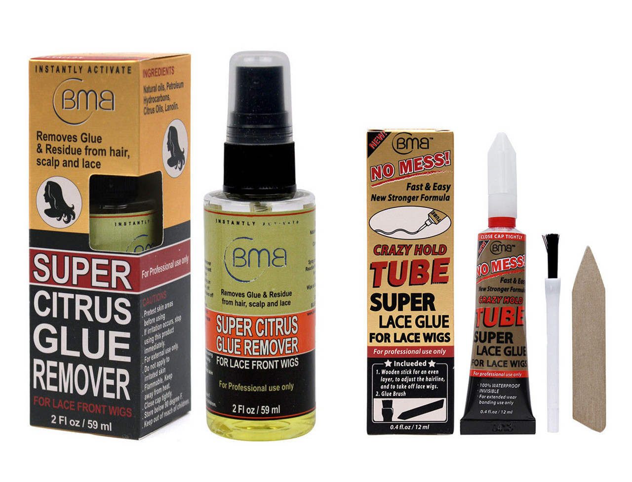 BMB Super Lace Glue Adhesive Tube & Citrus Glue Remover For Lace Wigs