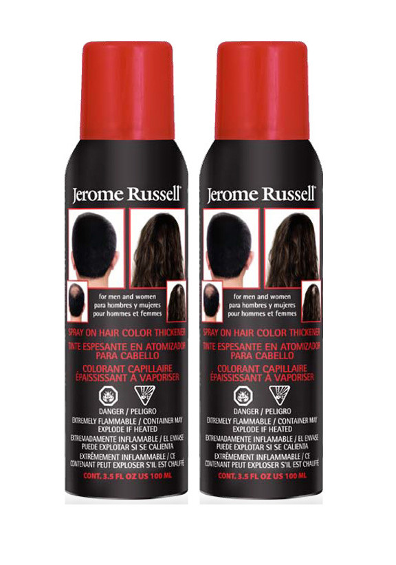 Jerome Russell Spray On Hair Color Thickener Jet Black 2pc Deal
