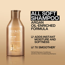 REDKEN All Soft Shampoo, Conditioner & Moisture Restore Leave-In Treatment with Hyaluronic Acid Combo 