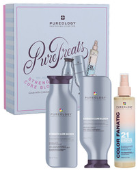 PUREOLOGY Strength Cure Blonde Holiday Kit – Purple Shampoo, Conditioner & Leave-In Treatment