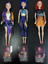 3pcs K-Pop Demon Hunters Cosplay Dolls Set with Music & Light – Zoey, Mira & Rumi