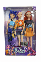 3pcs K-Pop Demon Hunters Cosplay Dolls Set with Music & Light – Zoey, Mira & Rumi