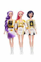 3pcs K-Pop Demon Hunters Dolls in White Outfits with Music & Light Features – Zoey, Mira & Rumi
