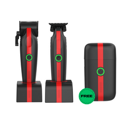 Cocco Hair Professional Veloce Lite Clipper, Trimmer & Shaver Set (Black/Red)