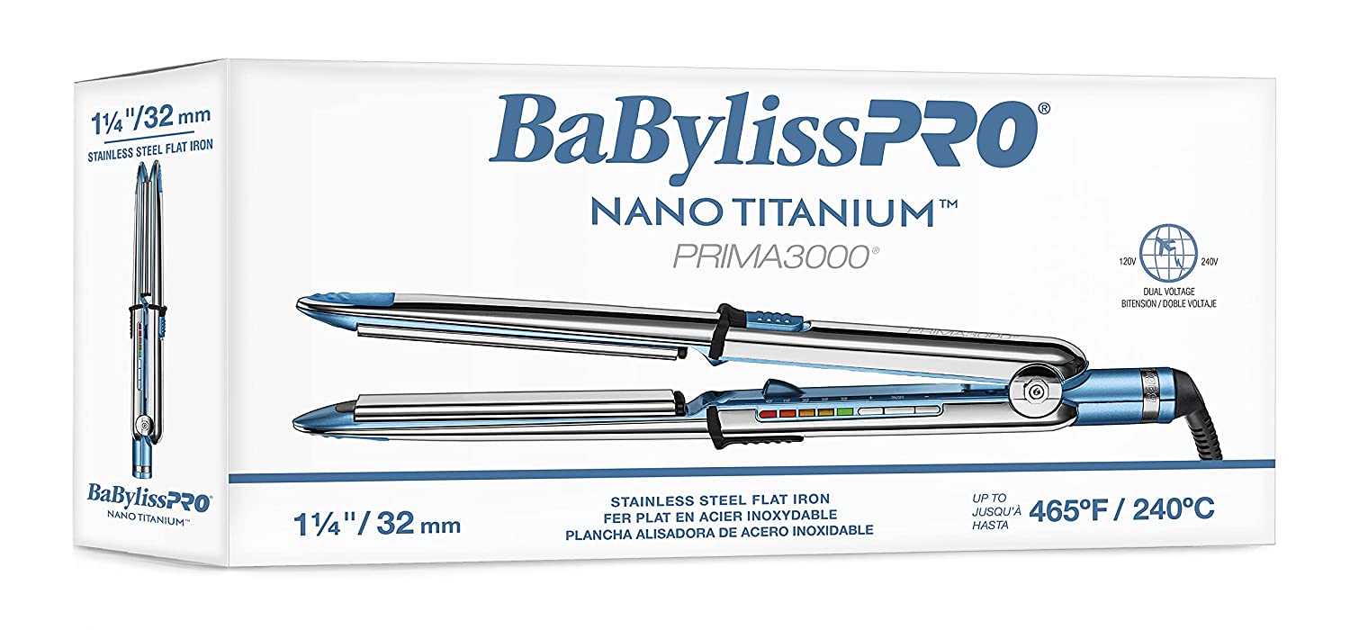 BaByliss Pro Nano Titanium 1 1/4" INCH PRIMA 3000 Flat Iron / Curling Iron