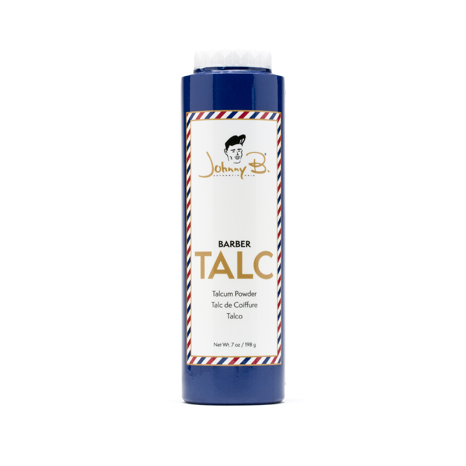 Johnny B. Barber Talc Powder adds comfort after cuts 7 oz. 