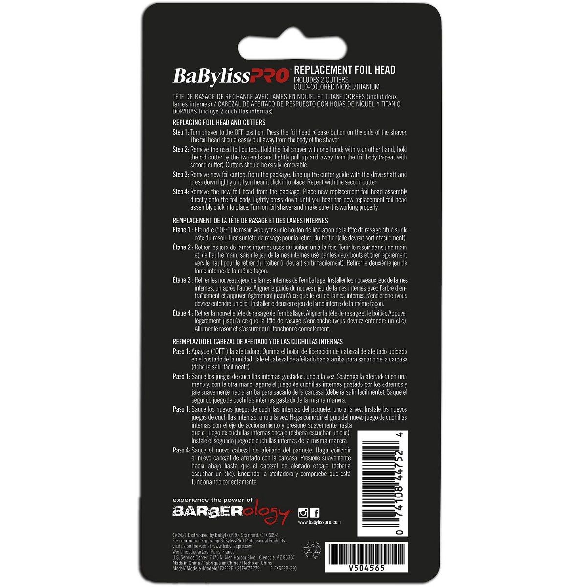 BaByliss Pro Black Replacement Foil & Cutter For FXFS2B