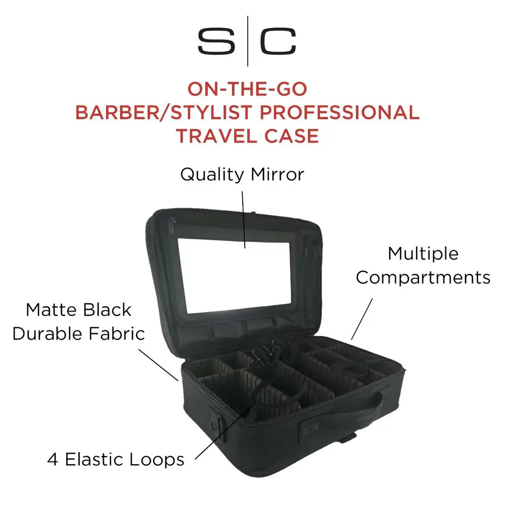 Stylecraft Barber Case On-The-Go Barber/Stylist Tool Case w/ Mirror 