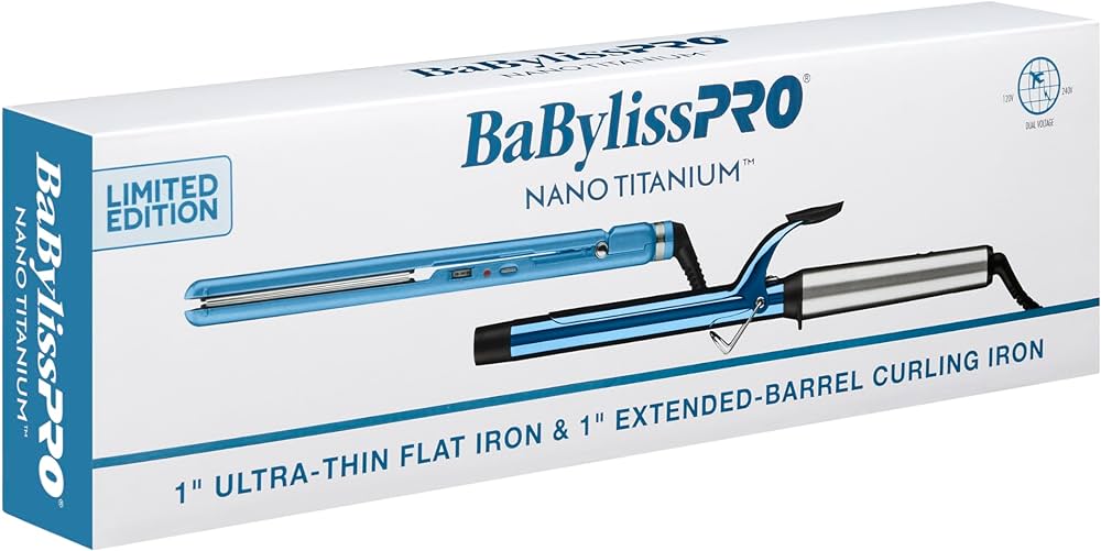 BaBylissPRO Ultra-Thin Flat Iron 1'' & Extended-Barrel Curling Iron 1"