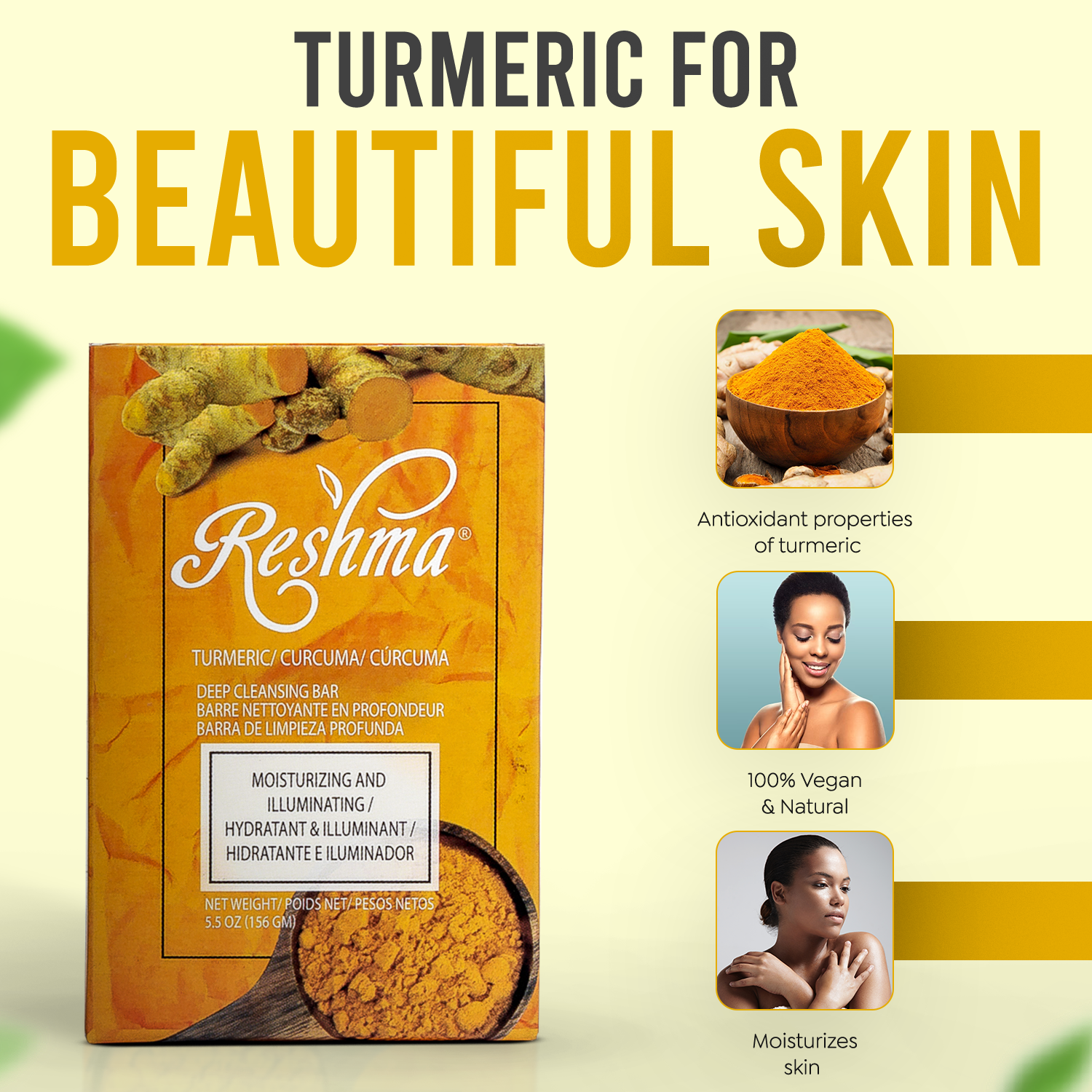 Reshma Anti-Aging & Anti-Oxidant Turmeric Soap 5.5 oz. 