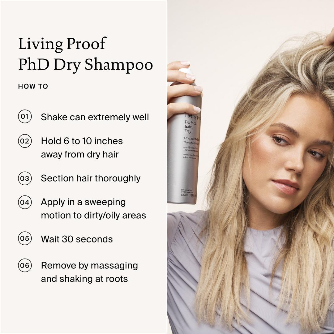 Living Proof Perfect Hair Day Advanced Clean Dry Shampoo – Oil Absorbing & Refreshing, 5.5 oz