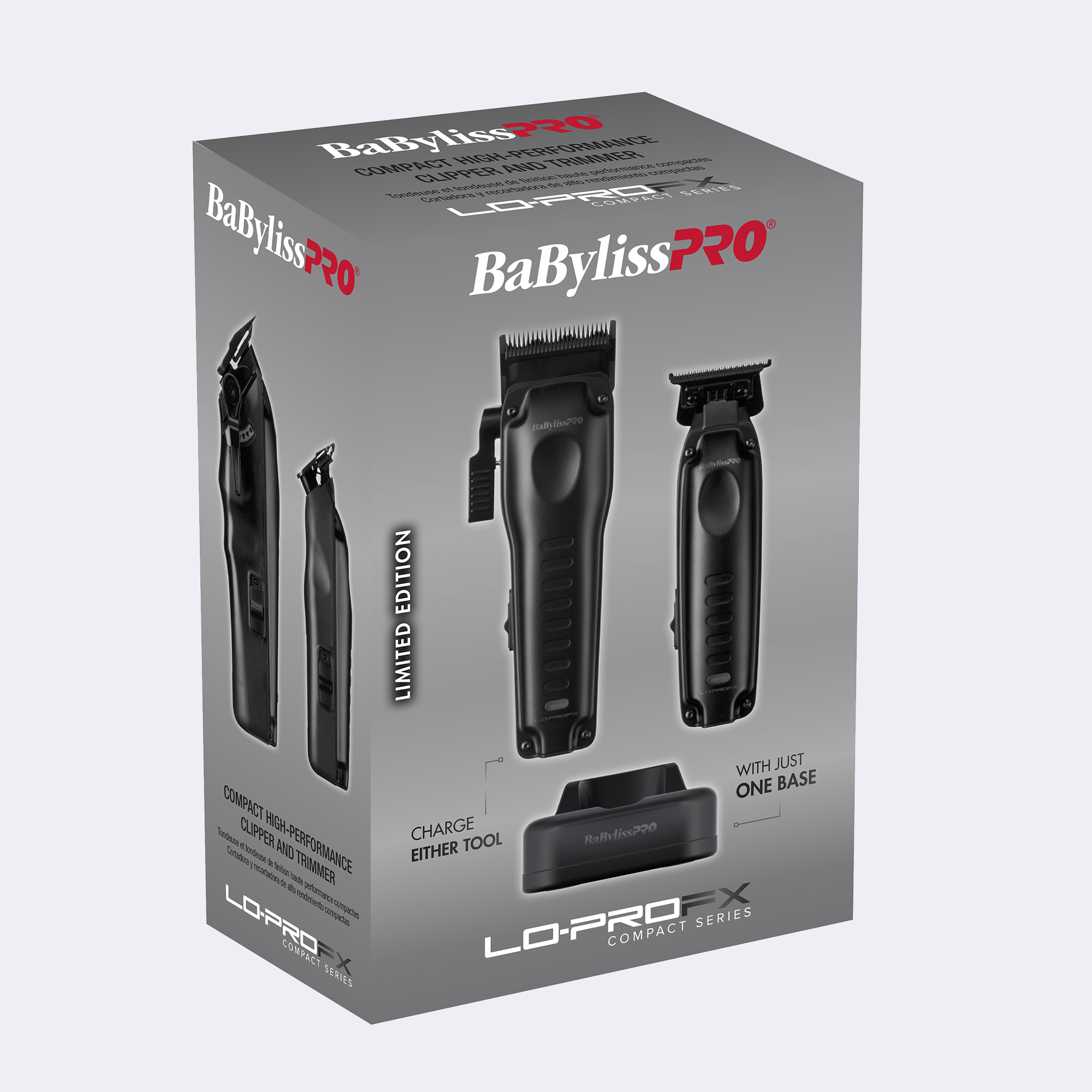 BaBylissPRO LO-PROFX Compact Black Clipper + Trimmer Set FX8272PKMB